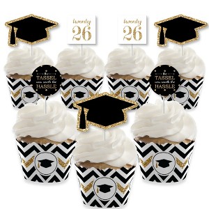Big Dot of Happiness 2026 Gold Graduation Cupcake Decoration - Party Cupcake Wrappers and Treat Picks Kit - Set of 24 - 1 of 4