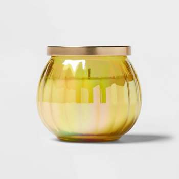 Round Depression Glass Pineapple Lemonade Lidded Jar Candle Yellow 14oz - Opalhouse™