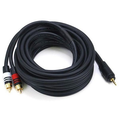 Monoprice Audio Cable - 15 Feet - Black | Premium Stereo Male to 2 RCA Male 22AWG, Gold Plated