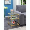 HomeStock Belmont Royal Crest End Table with Chrome Frame and Three Tiers of Glass Shelves, Modern Accent Table for Storage and Display at Home - 3 of 4