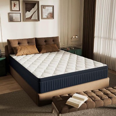 Swedrea Hybrid Mattress Breathable Medium Cooling Memory Foam Bed-in-a-Box White