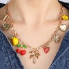 Gold Charm Necklace for Women Hawaii Style Necklace with Cute Dangle Coconut Tree Cherry Lemon Mango Strawberry Heart Fruit Bow Pendant Y2K Summer - 4 of 4