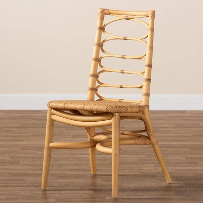 Lisbon Natural Brown Rattan Ladderback Dining Chair