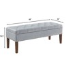 GDFStudio Peter Velvet Tufted Upholstered 48" Ottoman with Nail and Wood Legs - 3 of 4
