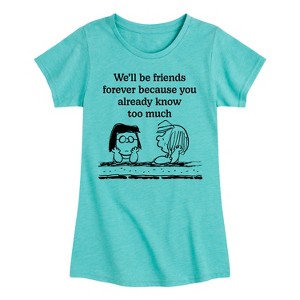 Girls' - Peanuts - Marcie and Peppermint Patty Friends Forever Fitted Short Sleeve Graphic T-Shirt - 1 of 4