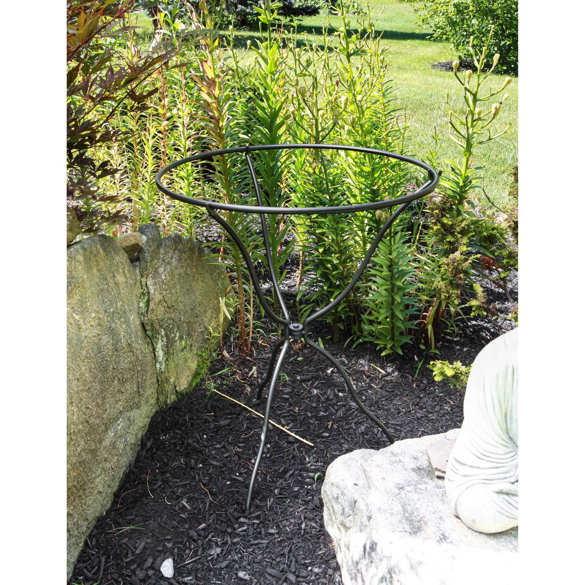 Tripod Ring Planter Stand with Removeable Ring Graphite Powder Coat Finish - Achla Designs: Weather-Resistant Iron Holder - thumbnail 7