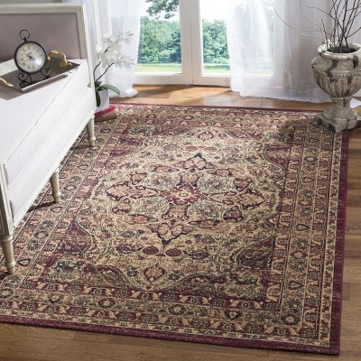 Lavar Kerman Red and Beige Floral Motif Area Rug