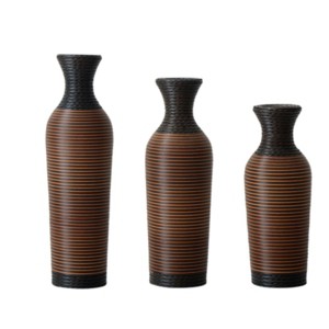 Infurnic Decorative Vases Set of 3 Classic and Neat Vases Vases, High Independent Flower Stand for Living Room, Entryway, Black, 22.8"*8.26"*29.72" - 1 of 4
