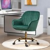 Vynxaria 360¡ã Green Velvet Swivel Accent Chair with High Back - Adjustable Office Chair - 2 of 4