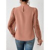 Coolmee Women's Long Frill Sleeve Stand Collar Shirts Elegant Office Workwear Blouse Business Dressy - 4 of 4