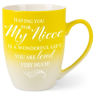 Elanze Designs My Niece You Are Loved Two Toned Ombre Matte Yellow and White 12 ounce Ceramic Stoneware Coffee Cup Mug