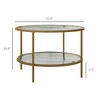 Aghana Digitals Gold 2-Tier Round Side Table with Storage, 26" Tempered Glass Top & Steel Frame, - 2 of 4