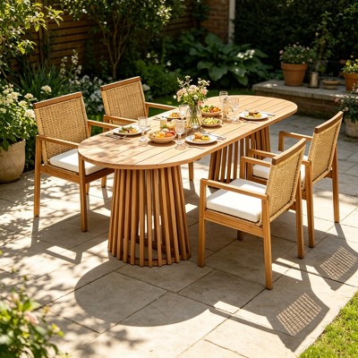 Christopher Knight Home Elpis 5 Piece Farmhouse Outdoor Acacia