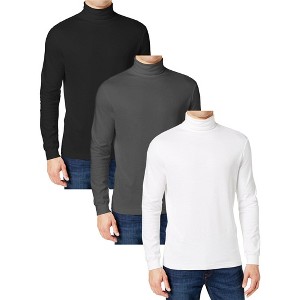 Galaxy By Harvic Men's Long Sleeve Turtle Neck T-Shirt-3 Pack - 1 of 4