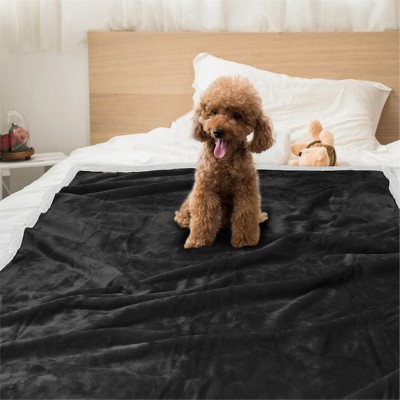 Medium Black Sherpa and Synthetic Fabric Reversible Pet Blanket