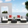 Resenkos 6 Pieces Patio Furniture Set, Galvanized Steel, PE Rattan, Mixed Brown, Cream White - 3 of 4