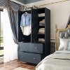Famapy 2-Doors Armoire With Hanging Rod and Mirror 2 Drawers - 2 of 4