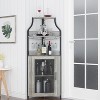 Wine Bar Cabinet with Large Storage Space and Detachable Wine Rack, Wine Cabinets with Glass Holder and Mesh Door for Dining Room, Living Room - 3 of 4