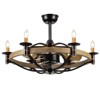 23" Black Candle Ceiling Fan with Lights Remote Control,Modern Rustic Farmhouse Ceiling Fan,Bladeless Caged Ceiling Fan with Light,Reversible - 2 of 4