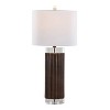LumiSource (Set of 2) Cylinder Fluted 29.25" Contemporary Accent Lamps Brown Polyresin Clear Crystal and White Shade from Grandview Gallery - 3 of 4