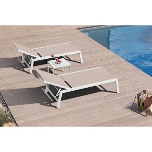 PURPLE LEAF Outdoor Chaise Lounge Set Adjustable Recliner with Side Table Aluminum Outdoor Lounger - 1 of 4