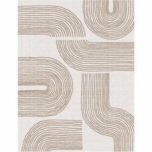 Machine Washable Area Rugs with Non-Slip Backing - Soft Vintage Farmhouse Grid Pattern No Shedding Low Pile Carpet for Living Room - 1 of 1