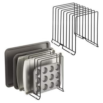 mDesign Metal Kitchen Shelf Stackable Organizer Storage Rack, 2 Pack - Chrome