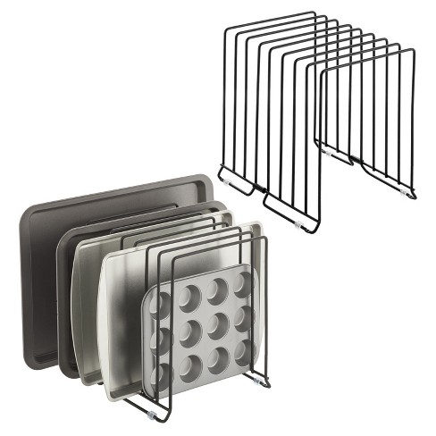 Mdesign Large Metal 8 Slot Baking Sheet/appliance Organizer Rack, 2 Pack,  Black : Target