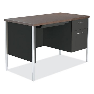 Mocha and Black Wood Desk with Filing Cabinet and Drawer