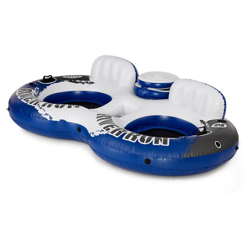 Intex River Run II Inflatable Double Rider Inntertube with Built-In Cooler and Cupholders with River Run I Single Floating Water Rafts (2 Pack), 2 of 7