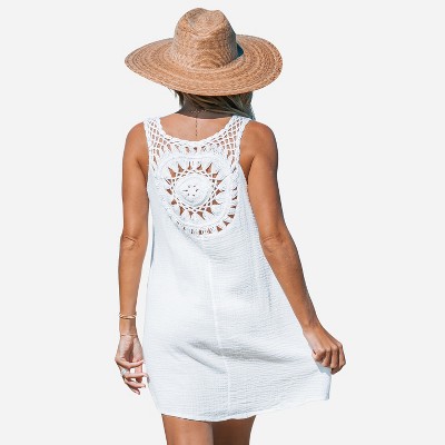 Women's Crinkle & Crochet Sleeveless Cover-Up Dress - Cupshe