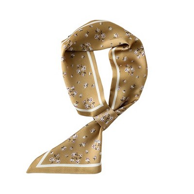 Anna-Kaci Women's Small Floral Print Soft Silky Scarf with Lightweight Soft Fabric Versatile Square Neck and Hair Accessory