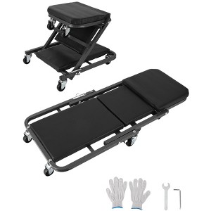 36" Z-Creeper Seat on Wheels, 2-in-1 Foldable Garage Creeper Shop Seat, 6 Swivel Casters, 330 LBS Capacity - 1 of 4