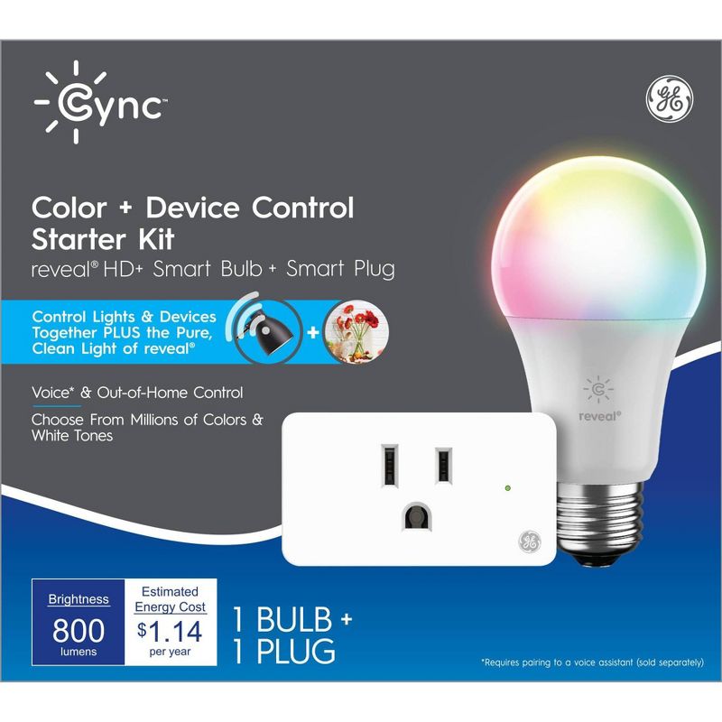 GE CYNC Reveal Smart Full Color Light Bulb with Smart Indoor Plug Bundle, 5 of 8