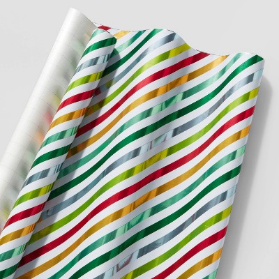 90 sq ft Stripe Gift Wrap Blue/Green/White/Red - Wondershop™