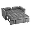 TiramisuBest 3-in-1 Convertible Sleeper Sofa Bed, Velvet Loveseat Futon Couch with Pull-Out Bed, Pillows & Storage Pockets, Black - 4 of 4