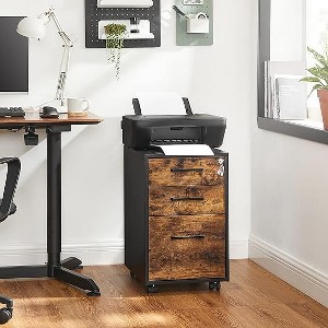 SONGMICS Steel File Cabinet bookshelf Fully Assembled Except Wheels Rustic Brown and Black - 1 of 4