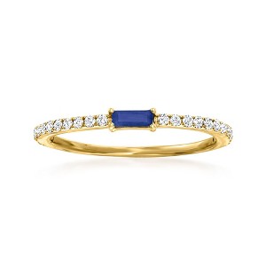 RS Pure by Ross-Simons 0.10 Carat Sapphire and .19 ct. t.w. Diamond Ring in 14kt Yellow Gold - 1 of 4