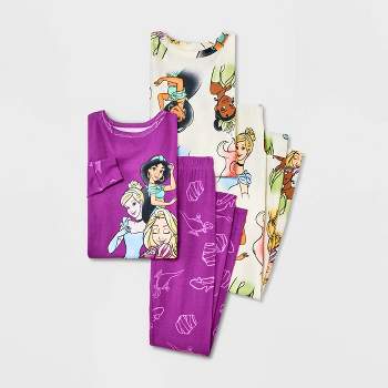 Girls' Disney Princess Snug Fit 4pc Pajama Set - Purple