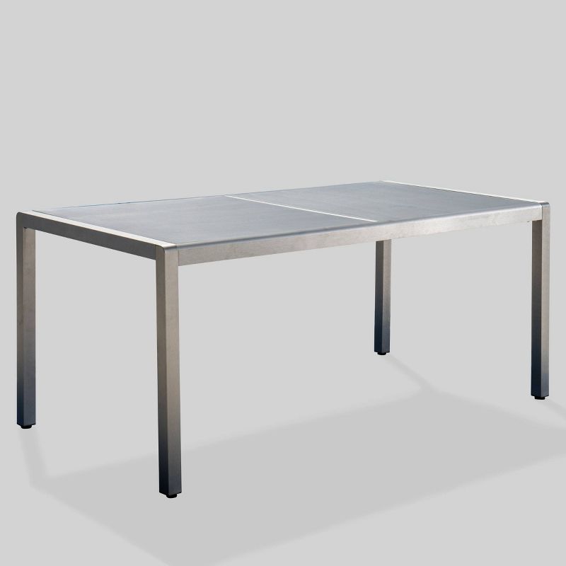 Cape Coral Rectangle Aluminum & Tempered Glass Dining Table - Silver/Gray - Christopher Knight Home, 5 of 9