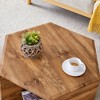 FURNIinspire Coffee Tables Hexagonal MDF Coffee Table with Pattern Stickers Multi Hole Design Large Size for Living Room, Brown, 31.5"*27"*14" - 3 of 3