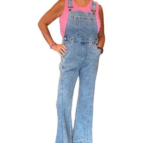 Women s DENIM BELL BOTTOM OVERALLS Listicle L