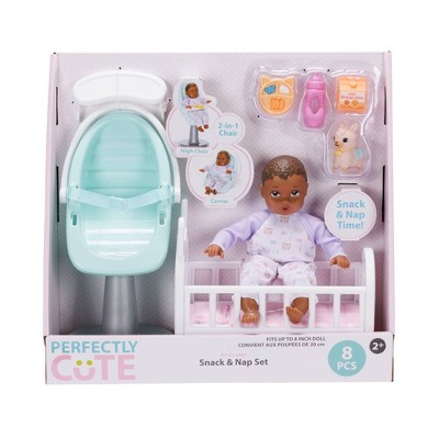 Perfectly Cute Baby Snack and Nap Set 8&#34; Baby Doll - Brown Hair/Brown Eyes