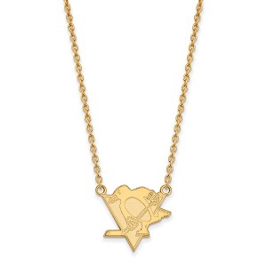 Black Bow Jewelry 14k Yellow Gold Plated Sterling Silver Pittsburgh Penguins NHL Necklace 18 Inch - 1 of 4