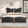 KWPZQEB PU Leather Bed Frame, Platform Bed with Upholstered Butterfly Shaped Headboard & Footboard, No Box Spring Needed, Easy to Assemble - 2 of 4