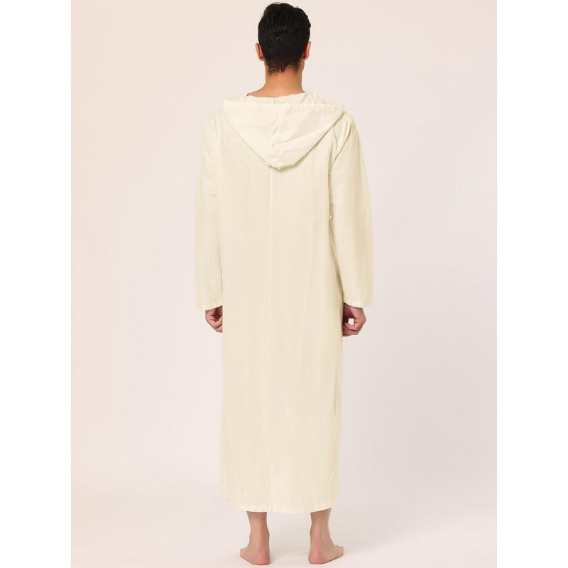 Lars Amadeus Men's Button Closure Long Sleep Side Pockets Side Split Hooded Nightgown, 4 of 6