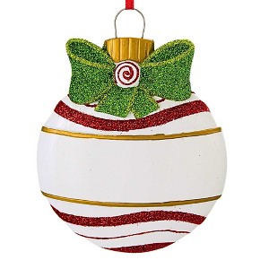 Polarx 4.0 Inch Christmas Ball Christmas Tree Ornament , Christmas Decor Snowflakes Stripes Bow (1PC) - 1 of 4