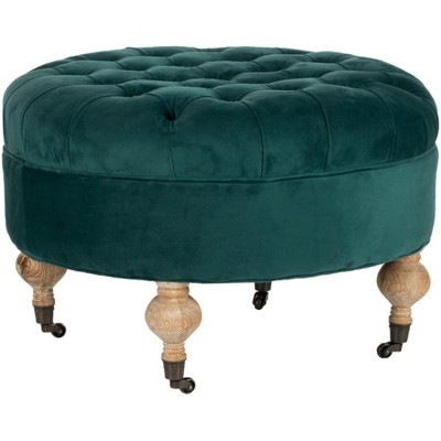 Clara Tufted Round Ottoman - Marine - Safavieh