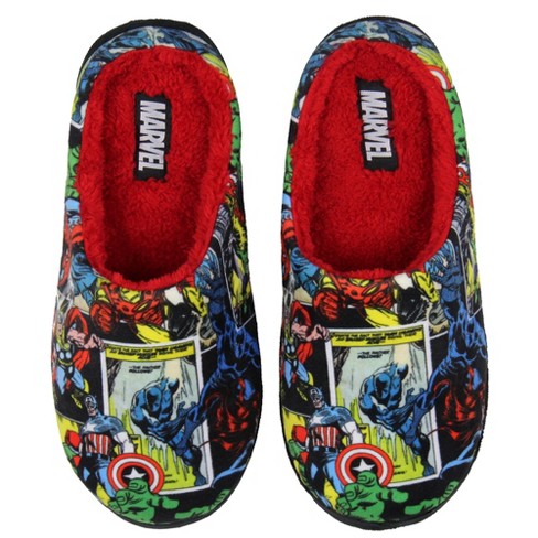 Marvel Avengers Retro Comic Strip Fleece Lined Foam Slippers For Men ...