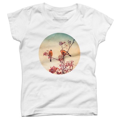 Girl's Design By Humans Bullfinch eat rowan By AnnArtshock T-Shirt